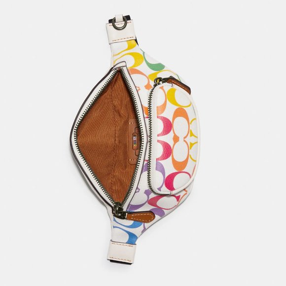 🌈 Coach Sprint Belt Bag 24 In Rainbow Signature Canvas - Picture 4 of 14